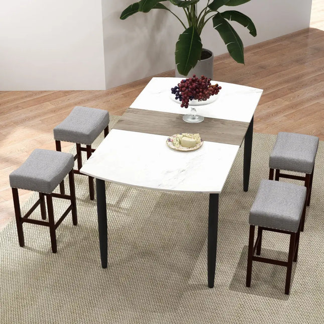 Set of 2 25 Inch Bar Stool with Curved Seat Cushions-Gray - Gray - Bar Stools