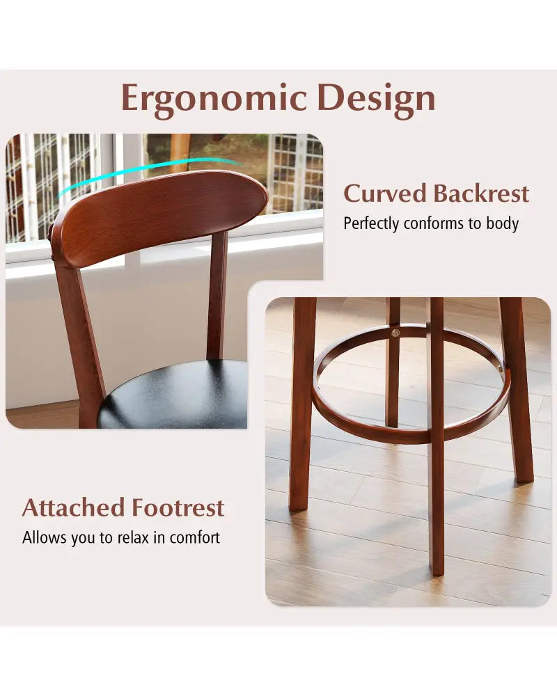 Set of 2 29 Inch Modern Armless Upholstered Cushioned Seat Island Dining Chairs for Kitchen - Walnut - Dining Chairs