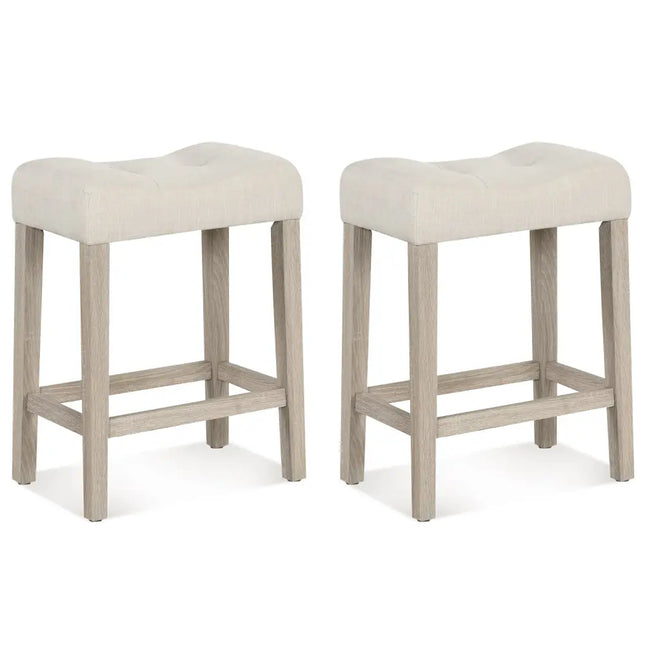 Set of 2/4 Upholstered Counter Height Bar Stool with Curved Saddle-Seat-Light Gray - Light Gray - Bar Stools