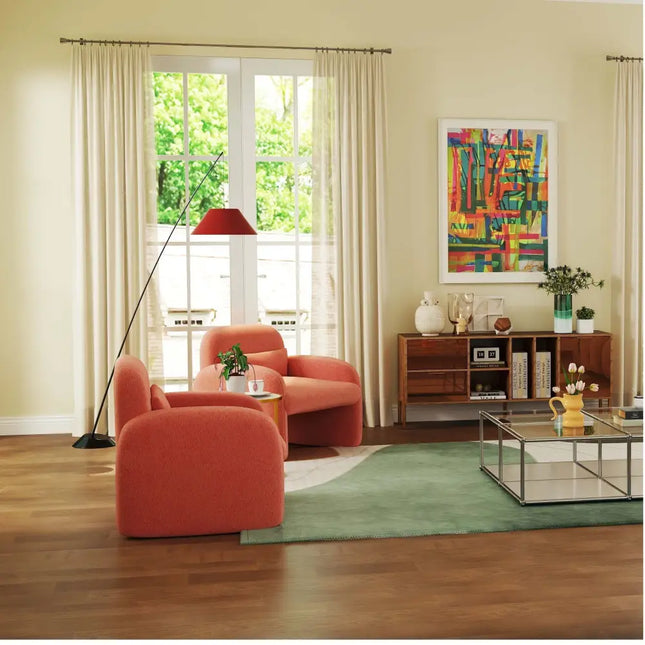 Set of 2 Modern Accent Chair and Marble Top Side Table Set - Living Room