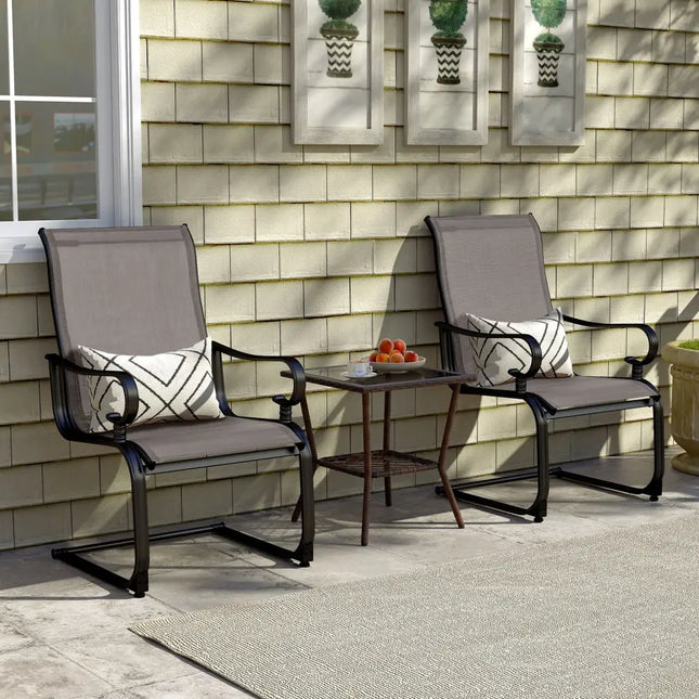 Set of 2 Patio Chairs with Quick-drying and Breathable Fabric for Backyard-Gray - Gray - Patio Dining Chairs