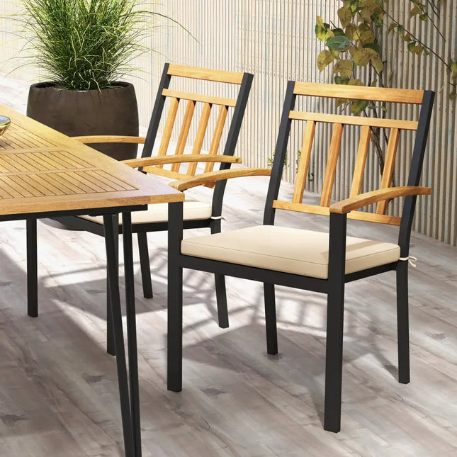 Set of 2 Patio Dining Chairs with Removable Padded Cushions-17 Inches - Patio Dining Chairs