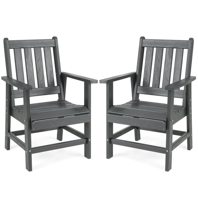 Set of 2 Patio Dining Chairs with Wide Armrests-Gray - Gray - Patio Dining Chairs