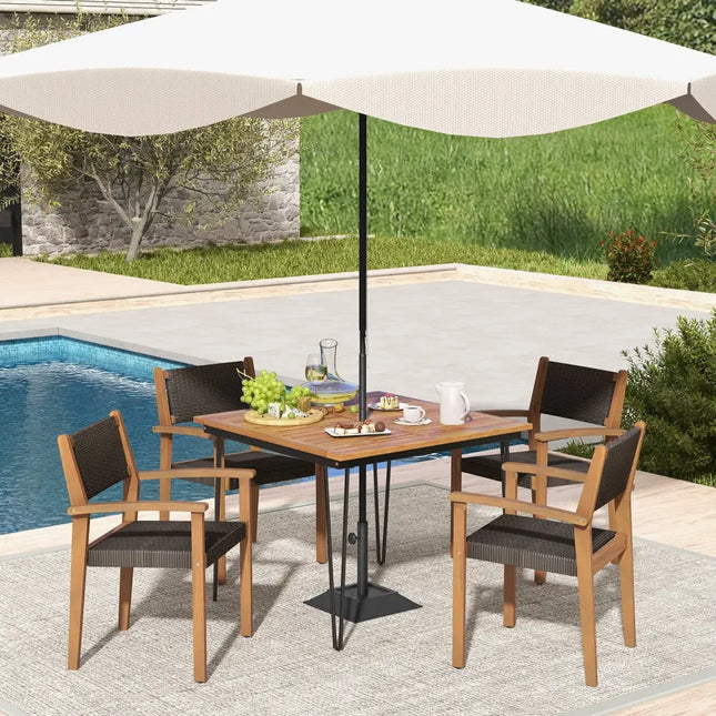 Set of 2 Stackable Outdoor Wicker Dining Chair - Natural - Patio Dining Chairs