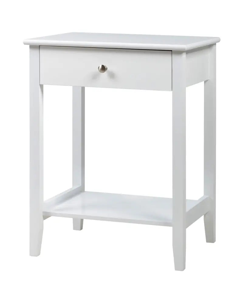 Set of 2 Wooden Bedside Table-White - White - End & Side Tables