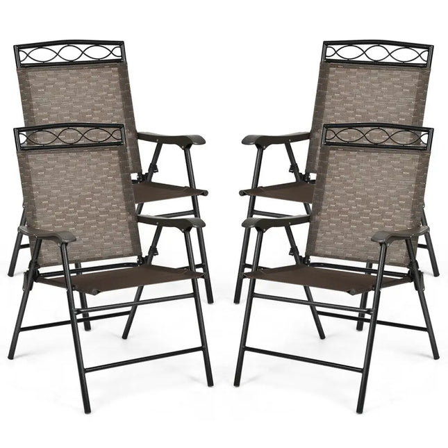 Set of 4 Patio Folding Chairs - Brown - Patio Dining Chairs
