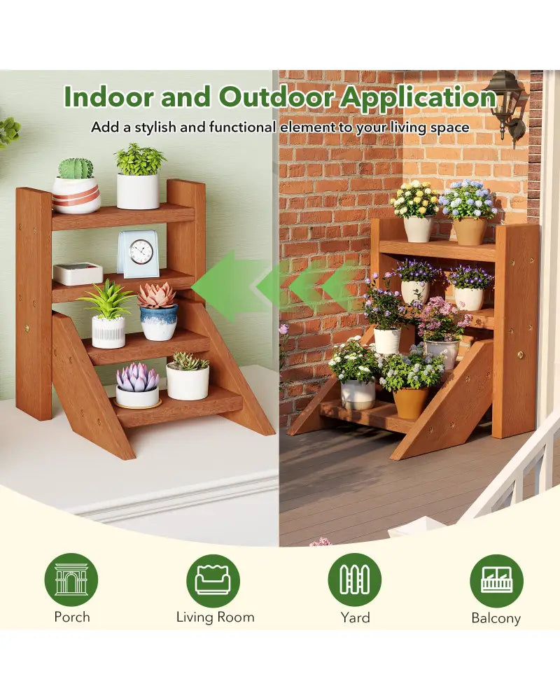Solid Wood Plant Stand for Flowerpots and Succulents - Natural - Plant Stands