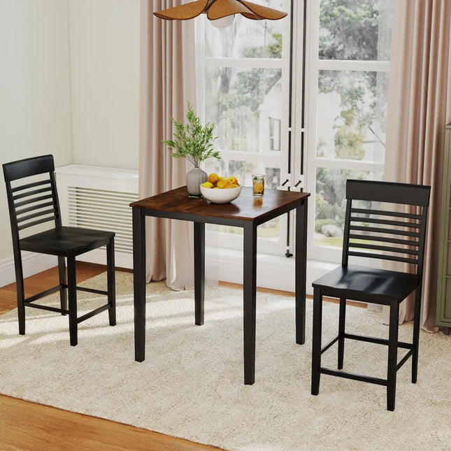 Square Dining Table with Solid Wood Frame for 4-Person-Black - Black - Dining Tables