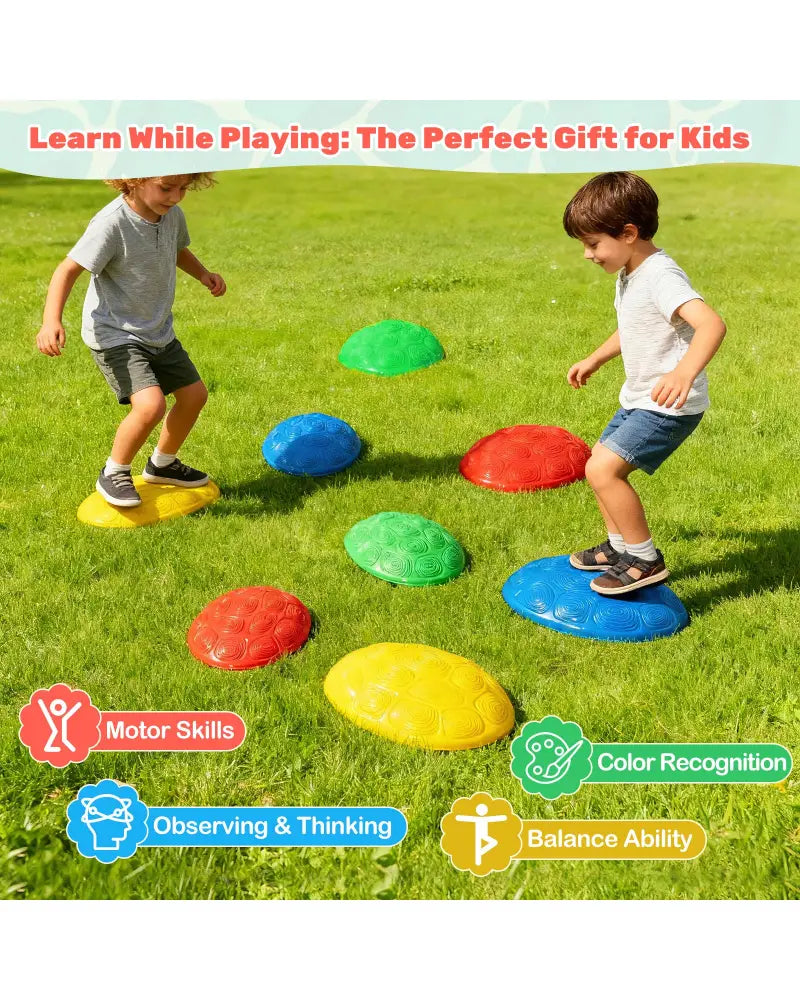 Stepping Stones for Kids 8 PCS Non-Slip Toddler Stepping Stones Balance Sensory Toys-Multicolor - Multicolor - Lawn