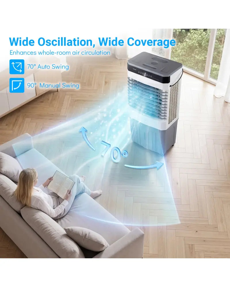 Swamp Cooler 2100 CFM 3-in-1 Evaporative Air Cooler with 7.2 Gal Water Tank-White - White - Air Coolers
