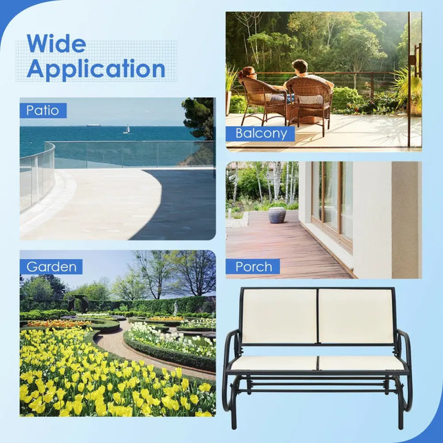 Swing Glider Chair 48 Inch Loveseat Rocker Lounge Backyard-Beige - Beige - Patio Rocking Chairs & Gliders
