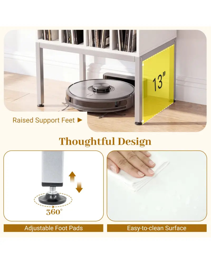 Turntable Record Player Stand with Power Outlets-White - White - End & Side Tables