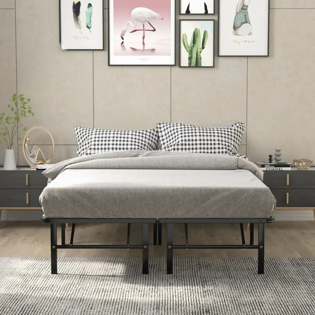 Twin/Full/Queen Size Foldable Metal Platform Bed with Tool-Free Assembly-Full Size Costway