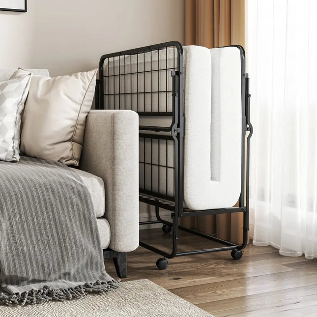 Twin Size Folding Bed with Memory Foam Mattress and Heavy-duty Metal Frame - Folding Beds