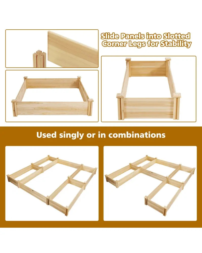 U-Shaped Wooden Garden Raised Bed for Backyard and Patio-Natural - Natural - Raised Garden Beds