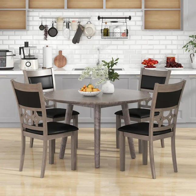 Upholstered Dining Chair Set of 2 with Padded Backrest and Seat-Gray - Gray - Dining Chairs