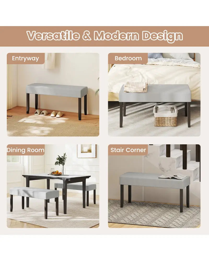 Upholstered Entryway Bench for End of Bed with Padded Seat-Gray - Gray - Shoe Racks & Storage Benches