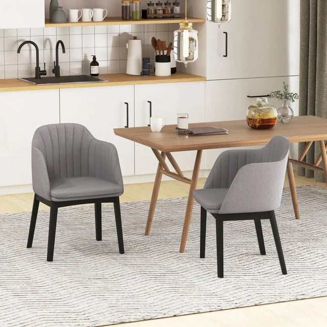 Upholstered Velvet Accent Modern Dining Chairs Set of 2 with Curved Backrests-Grey - Gray - Dining Chairs