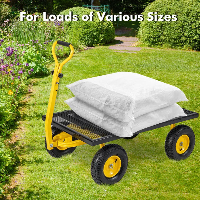 Utility Garden Wagon with 4 Removable Side Panels and 900/1200 LBS Load Capacity-53’’ x 30’’ x 42’’ - Garden Carts