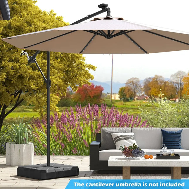 Weighted Offset Umbrella Base with Cross Bracket and Cut-out Handles - Black - Outdoor Umbrella Bases