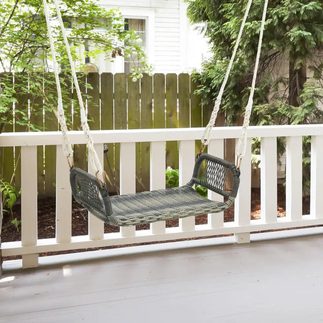 Wicker Porch Swing Seat with Cozy Armrests - Gray - Porch Swings
