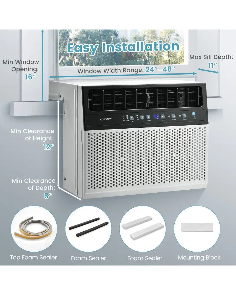 Window Air Conditione with Handy Remote and LED Control Panel-10000 BTU - White - Portable Air Conditioners