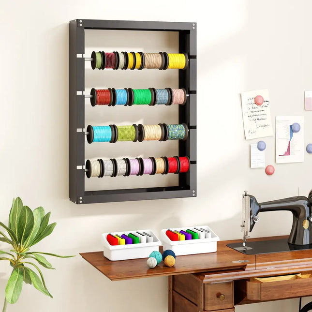 Wire Spool Rack with 4 Rods for Electrical Industrial and Retail Use-Gray - Gray - Garages