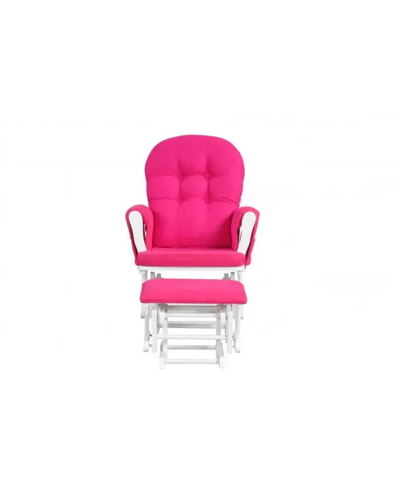 Wood Glider and Ottoman Set with Padded Armrests and Detachable Cushion-Heart Pink - Heart Pink - Recliners