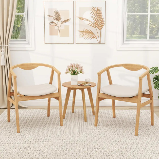Wooden Bamboo Accent Chair with Armrest and Curved Backrest-Natural - Natural - Accent Chairs