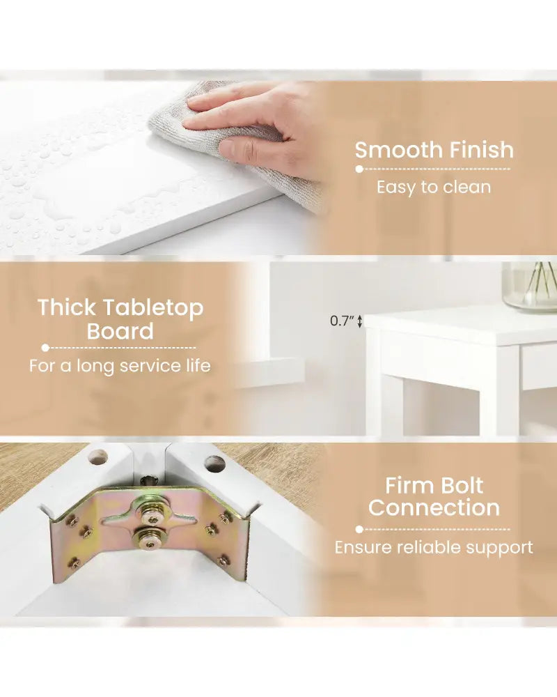 Wooden Console Table Modern Farmhouse Sofa Table with Thickened Top-White - White - Console Tables