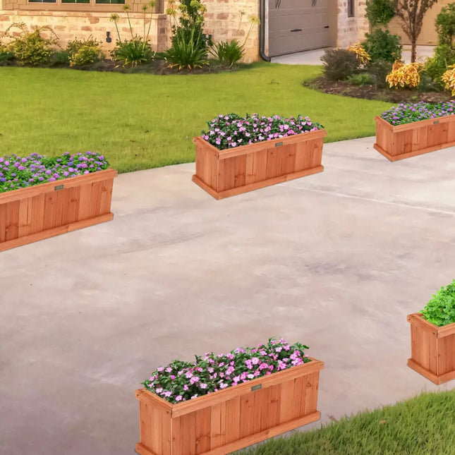 Wooden Decorative Planter Box for Garden Yard and Window - Brown - Raised Garden Beds