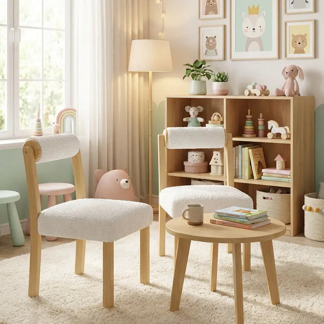 Wooden Dining Chair with Rubber Wood Frame and Cylinder Back Set of 2-White - White - Dining Chairs