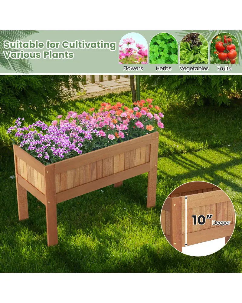 Wooden Raised Garden Bed Solid Wood Elevated Planter Box with Legs - Natural - Raised Garden Beds
