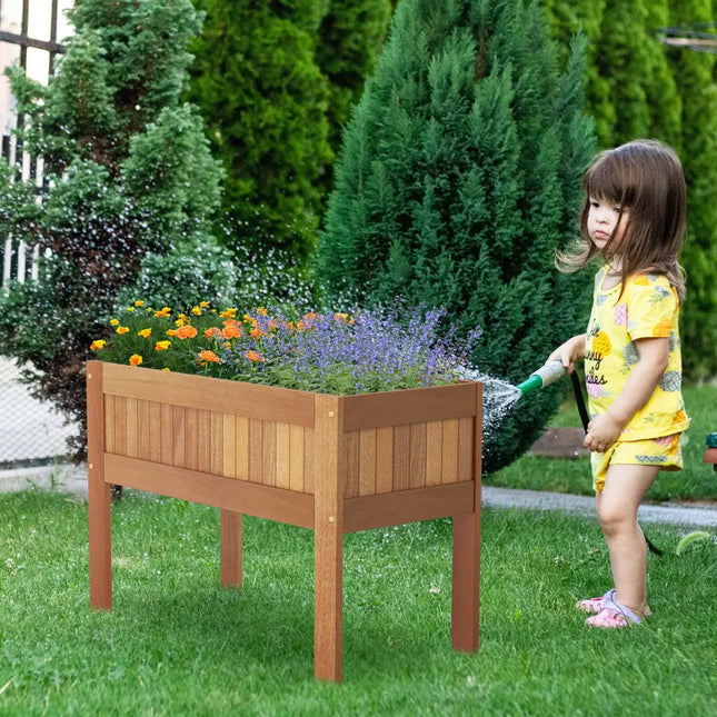 Wooden Raised Garden Bed Solid Wood Elevated Planter Box with Legs - Natural - Raised Garden Beds
