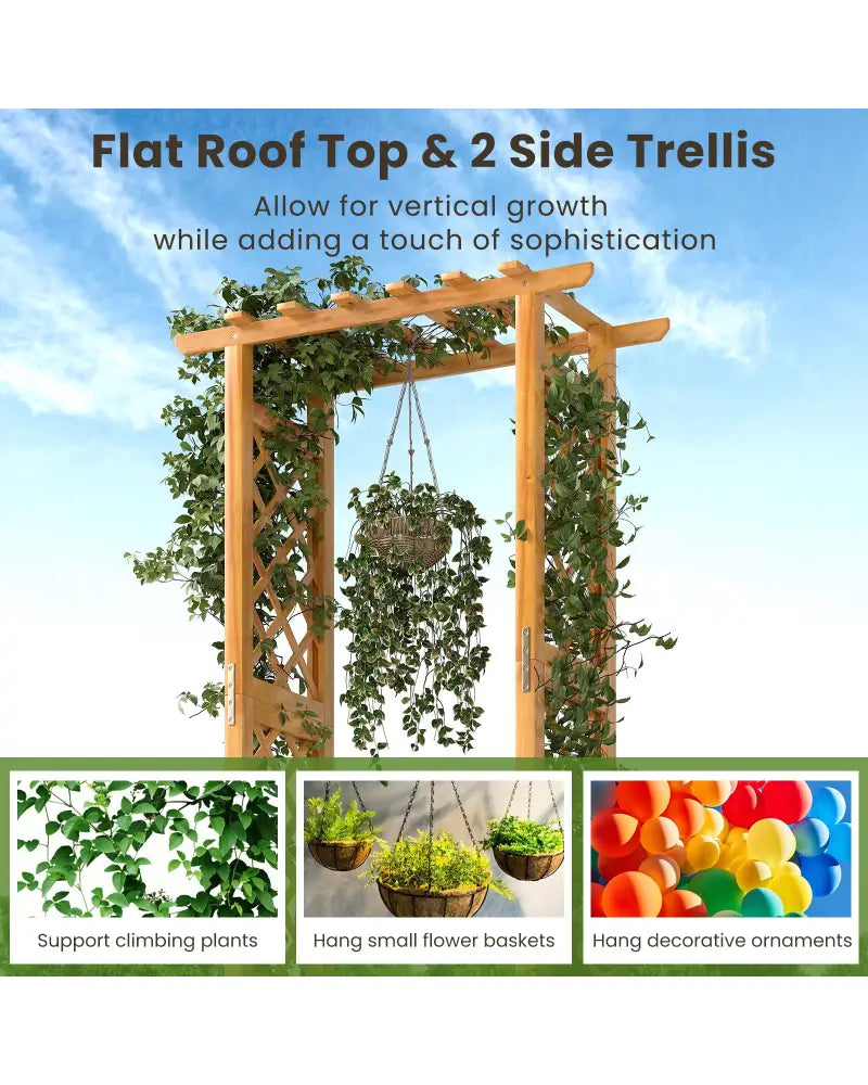 Wooden Raised Garden Bed with Lattice Trellis and Hanging Roof-Orange - Orange - Raised Garden Beds
