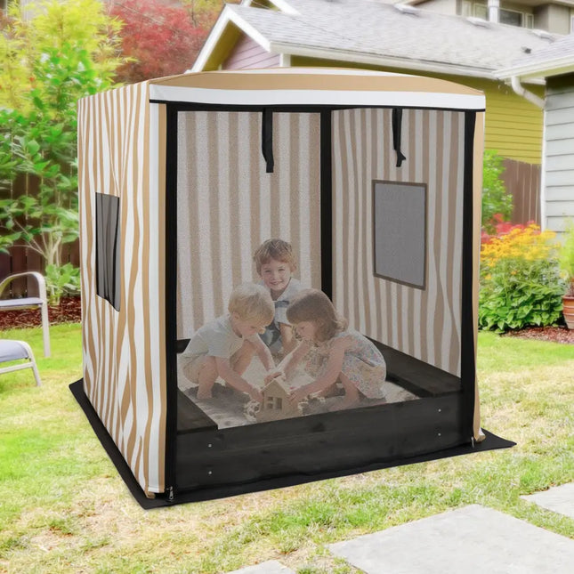 Wooden Sandbox with Canopy for Children 3+ Years Old-Brown - Brown - Sandboxes