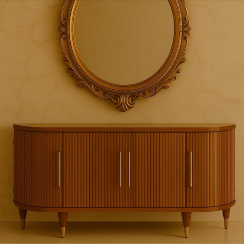 Image of a handcrafted furniture made from chestnut wood — prized for its warm tones and strength. 