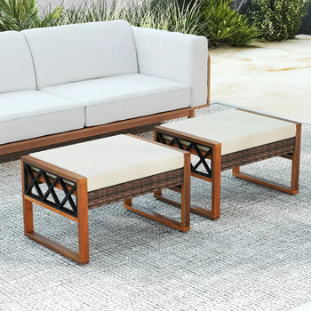 Outdoor patio dining table set on a stone patio