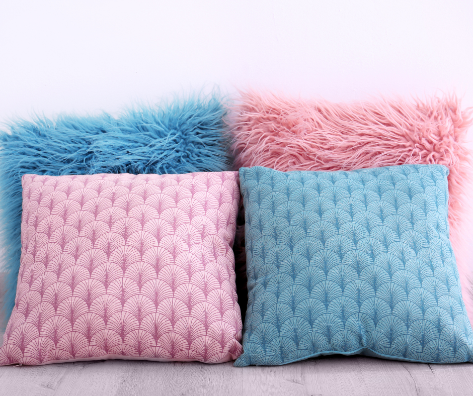 Image of throw pillows in a fluffy pillow cover