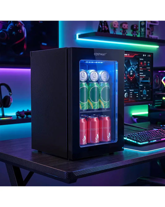 0.6 Cu.Ft Beverage Refrigerator 24 Cans Countertop Mini Fridge-Black - Black - Refrigerators