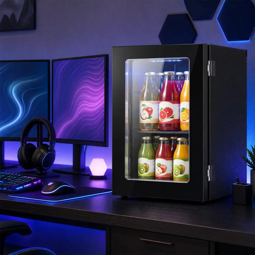 0.6 Cu.Ft Beverage Refrigerator 24 Cans Countertop Mini Fridge-Black - Black - Refrigerators