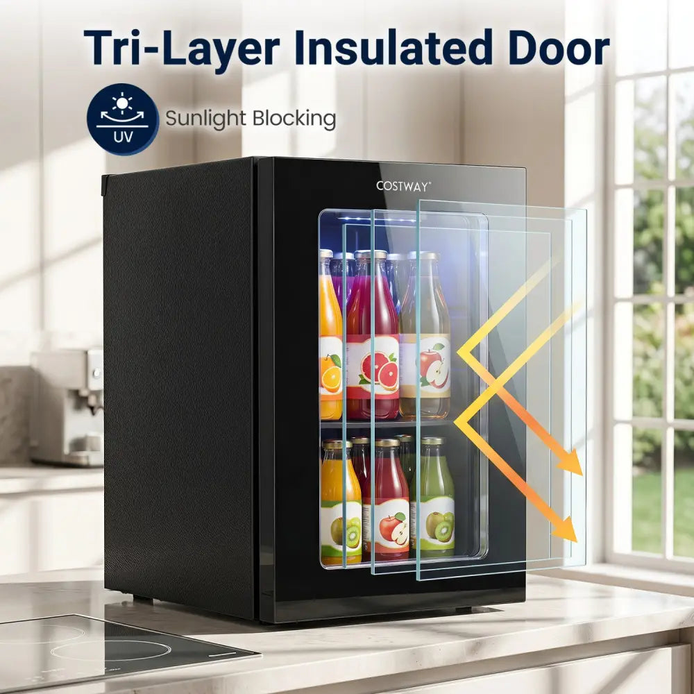 0.6 Cu.Ft Beverage Refrigerator 24 Cans Countertop Mini Fridge-Black - Black - Refrigerators