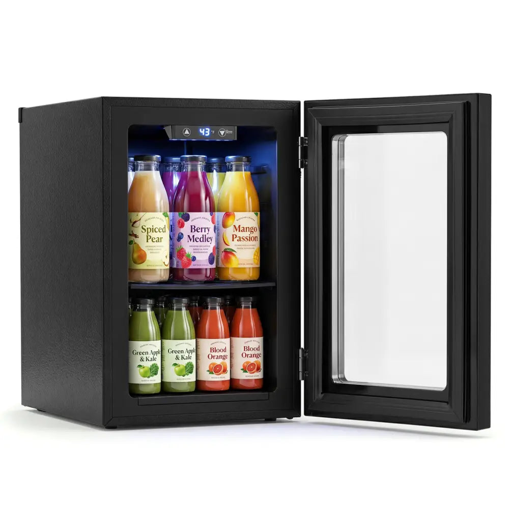 0.6 Cu.Ft Beverage Refrigerator 24 Cans Countertop Mini Fridge-Black - Black - Refrigerators