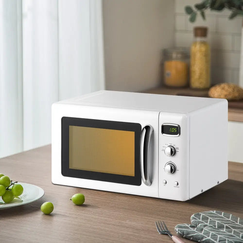 0.9 Cu.ft Retro Countertop Compact Microwave Oven-White - White - Toaster Ovens