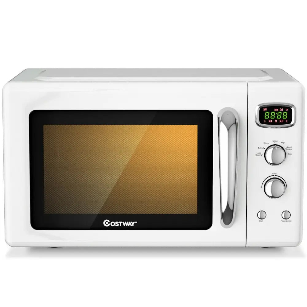 0.9 Cu.ft Retro Countertop Compact Microwave Oven-White - White - Toaster Ovens