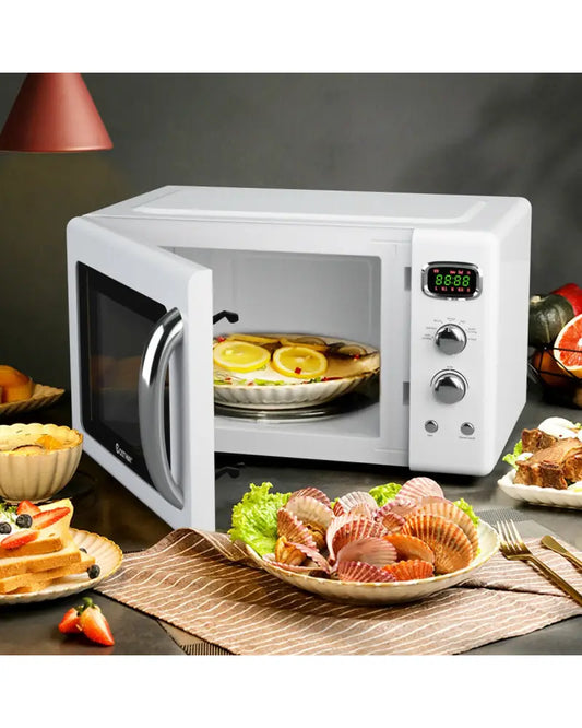 0.9 Cu.ft Retro Countertop Compact Microwave Oven-White - White - Toaster Ovens