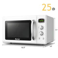White 0.9 cu.ft retro countertop microwave oven by Costway, compact design with digital controls and stainless steel interior.