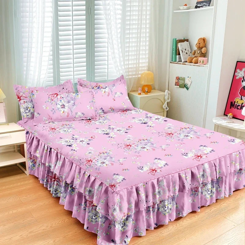 Princess Style Bed Skirt – Smooth Bedsheet Cover Twin/Queen/King