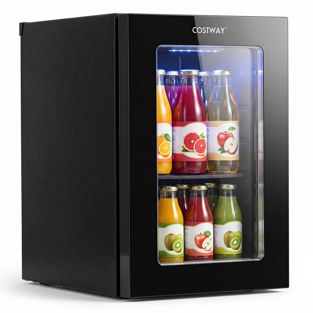 0.6 Cu.Ft Beverage Refrigerator 24 Cans Countertop Mini Fridge-Black
