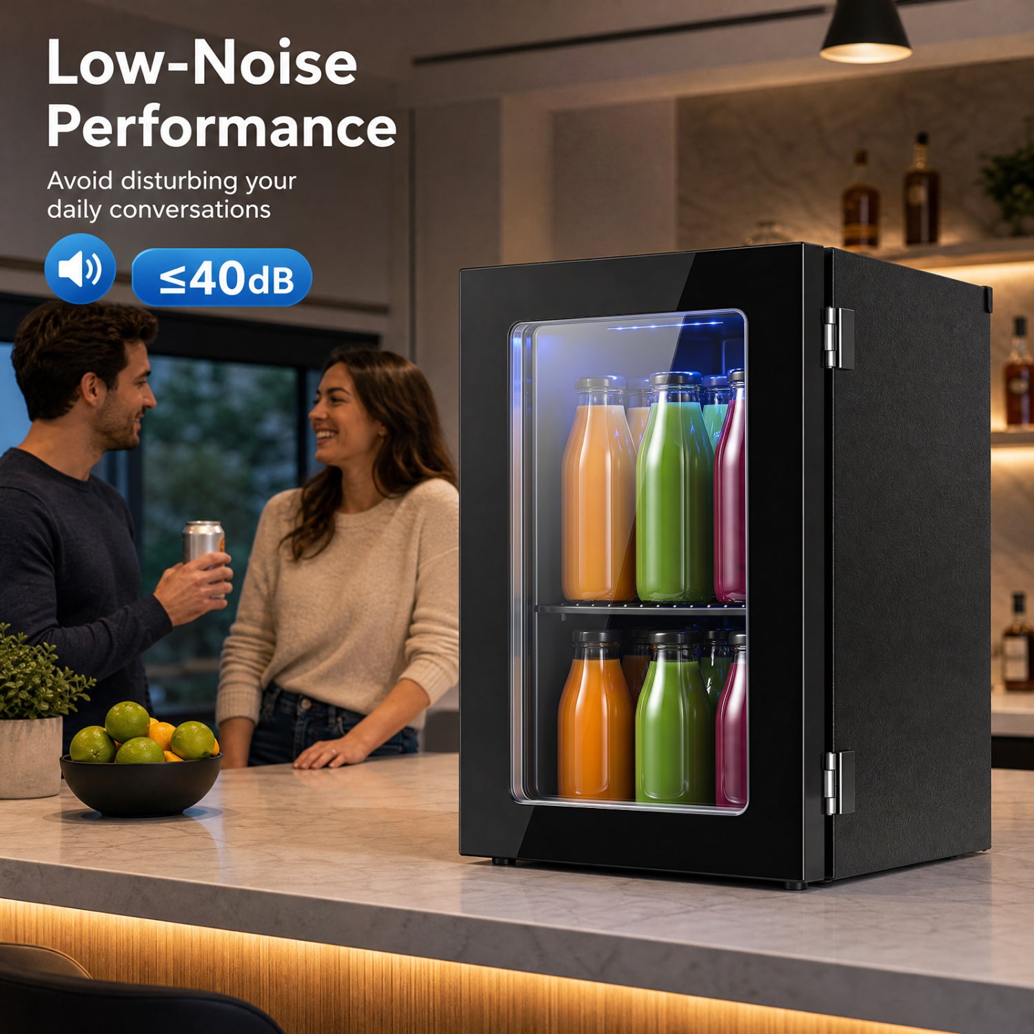 0.6 Cu.Ft Beverage Refrigerator 24 Cans Countertop Mini Fridge-Black